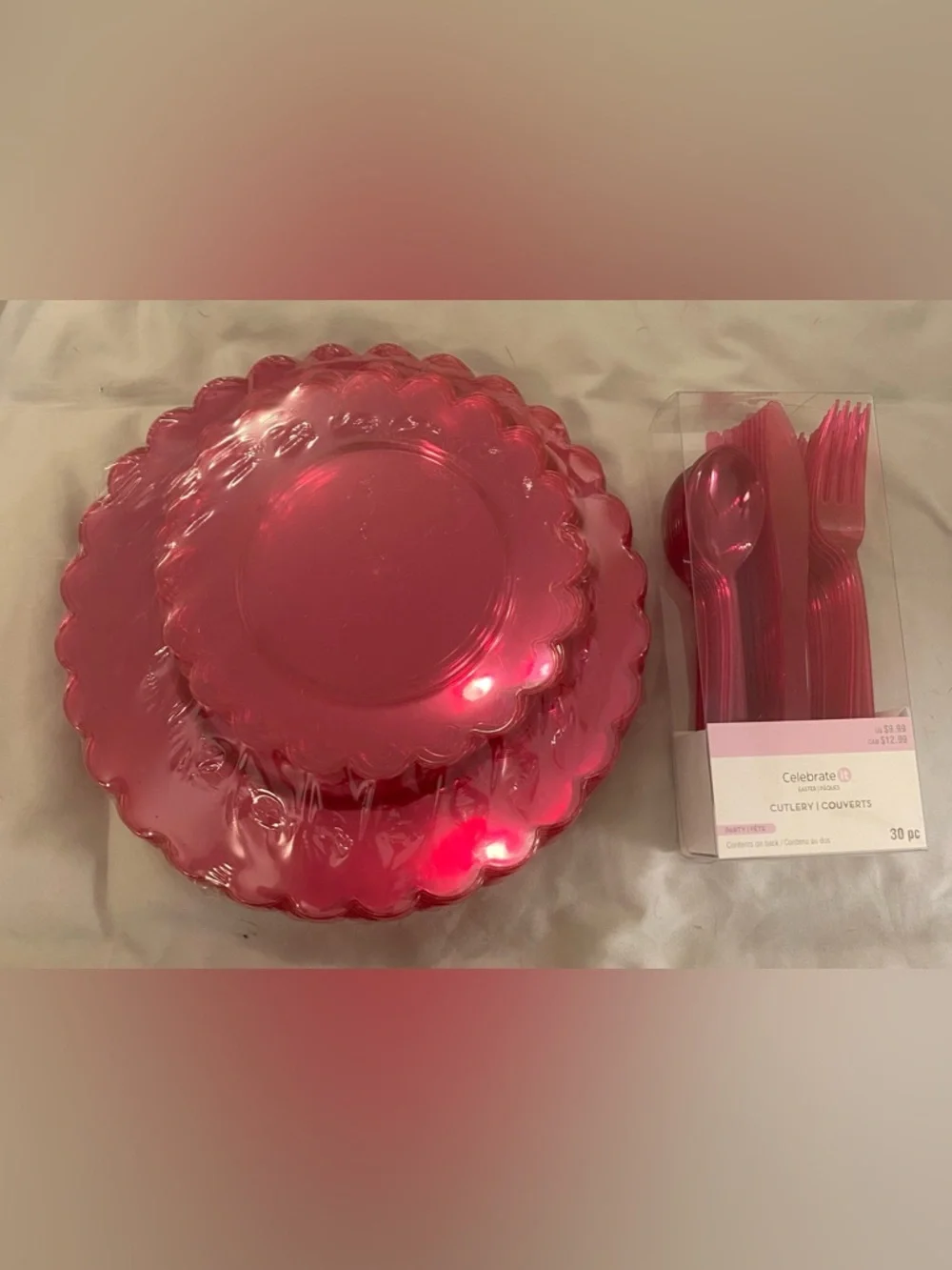 Celebrate It Pink Party Plates  and Cutlery Value Pack